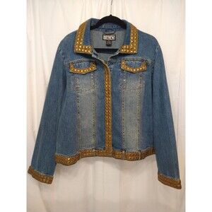 The Collective Works of Berek 2 Jean Jacket Size 1XL Gold Fully Studded Trim